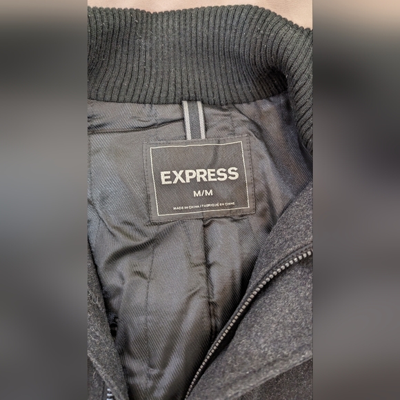 Express 4-Pocket Wool Military Coat (Medium, Charcoal) - Picture 6 of 10